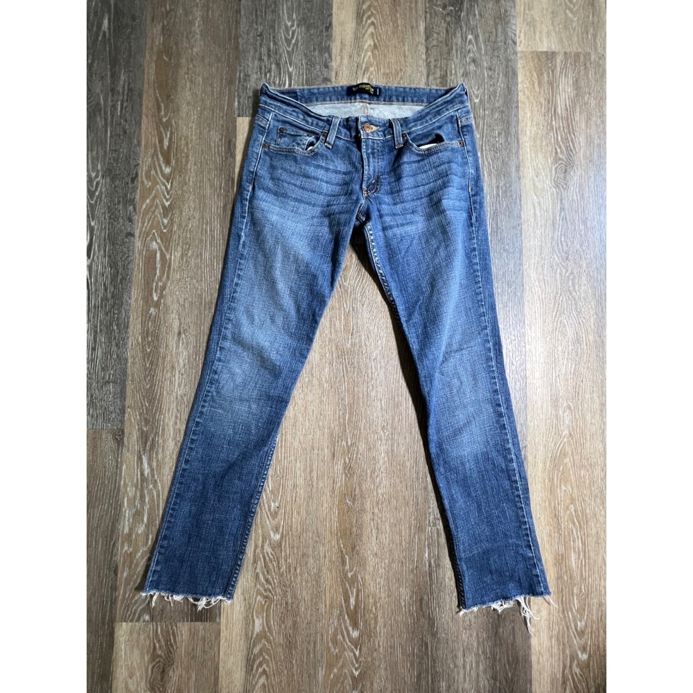 Levi's 524 Too Superlow Jeans Womens 9 Medium Blue Excellent Raw Hem Slim Fit